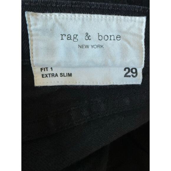 Rag & Bone Fit 1 Skinny Fit Jean Extra Slim Aero Stretch Denim Black Sz 29 Black - Picture 8 of 11
